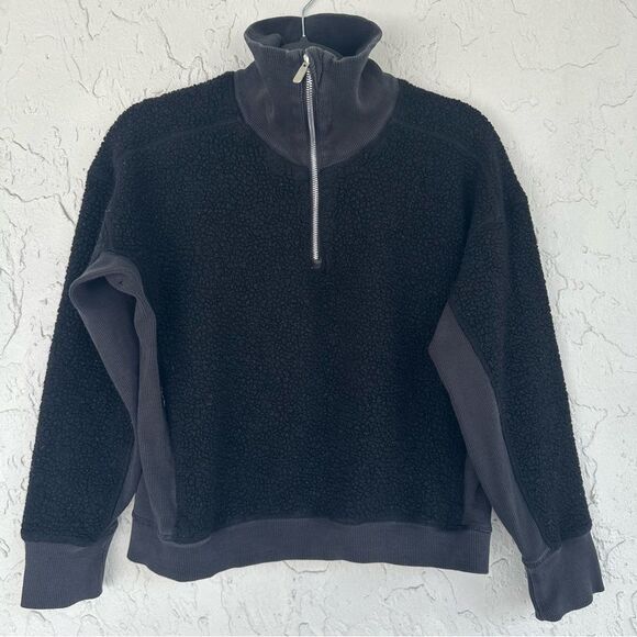 LULULEMON Jacket Women Size 6 Stand Out Sherpa 1/2 Zip Black - Picture 4 of 8